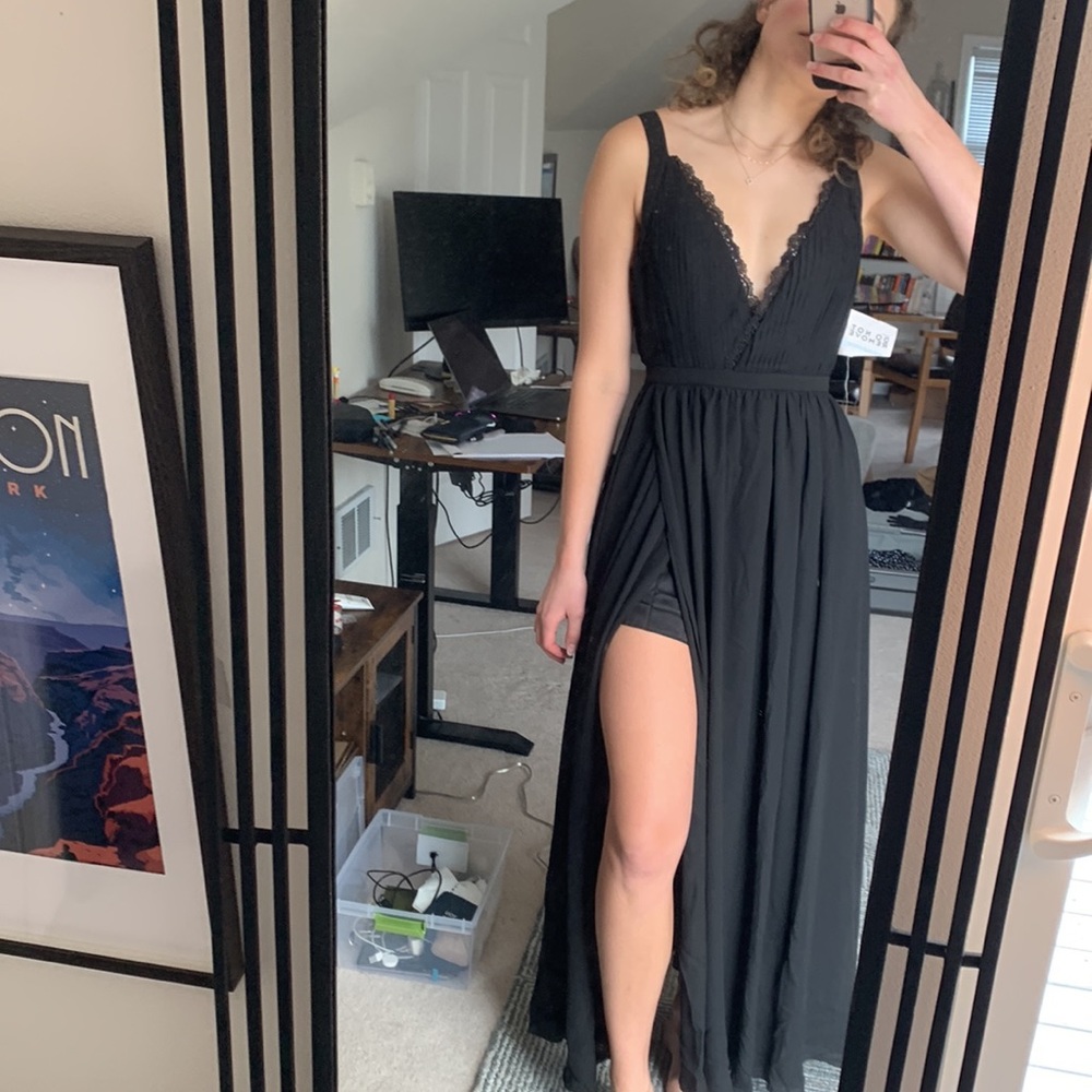 NWT Fame and Partners Black Gown